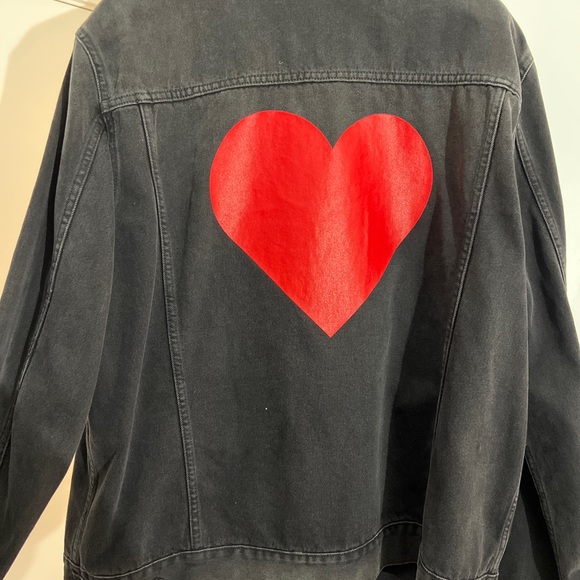 PALM ANGELS HEART PRINTED BLACK DENIM JACKET - Picture 4 of 5